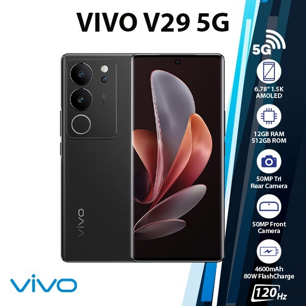 スマートフォン Vivo 29 VIVO V29 5G Android Mobile Phone(Black, 12GB+512GB, Dual SIM