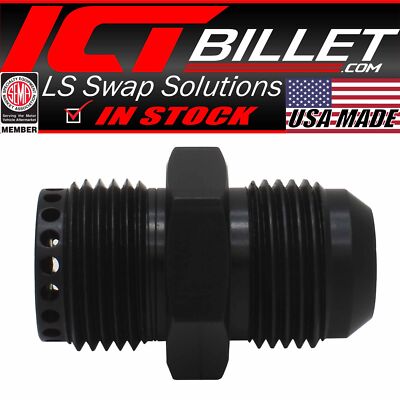 ICT Billet Valve Cover Baffle Fitting -12AN ORB Black Anodized