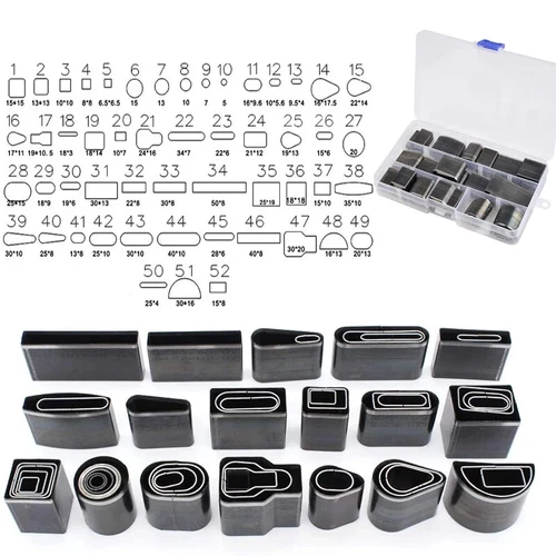 26/52 Leather Craft Hollow Hole Cutter Punch Tool Round Oval Rectangle Punch Set - Picture 1 of 13