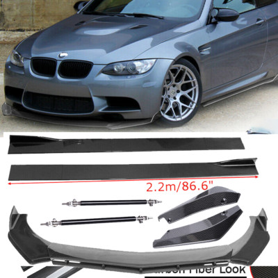 Carbon Fiber Front Bumper Lip Splitters Side Skirt Strut Rod For BMW E90 E92 E93