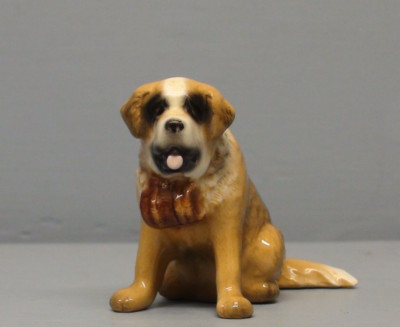 Retired Hagen Renaker St Bernard Dog With Rescue Barrel