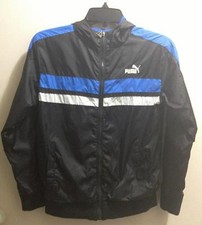 Boys Puma Lightweight Sports Track Black Zip Up Jacket Size M