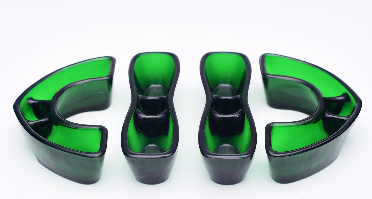 4 PIECE VTG 1950'S FENTON EMERALD GREEN GLASS CLUSTERETTES CANDLE