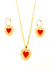 New Elegant 3 pcs Jewelry Set for Women. Heart Design. Necklace Earrings