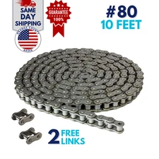 #80 DR Dacromet Roller Chain 10 Feet with 1 Connecting Link Corrosion Resistant