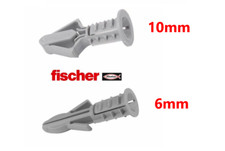 Fischer Nylon Plasterboard Plugs Wall Plug 10mm & 6mm Heavy Duty Screws Raw plug