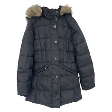 London Fog Black Puffer Parka  Detachable Faux Fur Hood