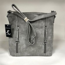 Women  s Faux Leather Crossbody Adjustable Purse - Grey