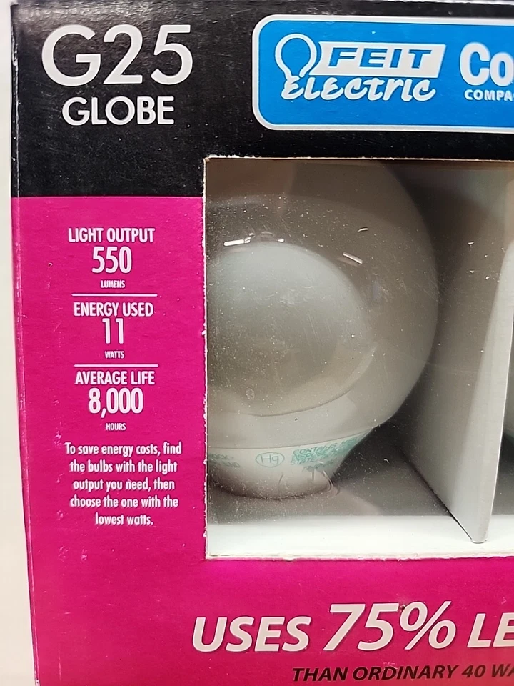 (14x) CFL Compact Fluorescent G25 Vanity Globes - 11watt  Warm White  ~40w (A2) - Image 2 of 3