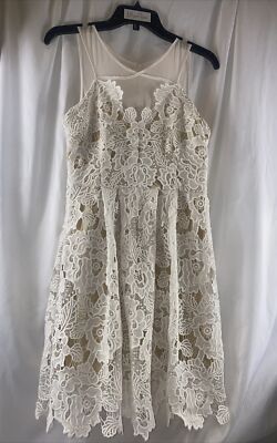 NWT Francesca's Collection Size Small White Lace Nude Underlay Dress  Wedding | eBay