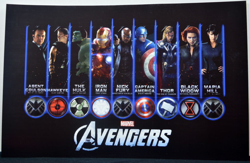 The AVENGERS TEAM Movie Print Marvel Coulson Fury Hill Thor Cap America  Iron Man