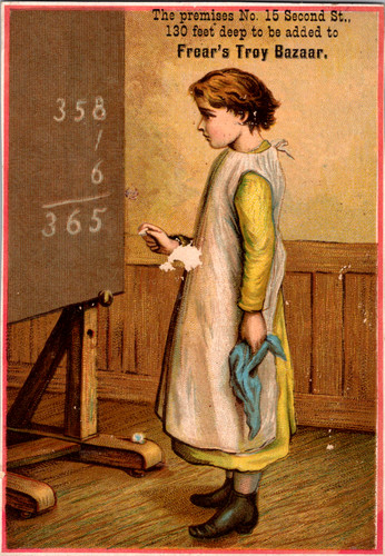 1880's Imported Silks & Velvets Frear's Troy Cash Bazaar Victorian Trade Card
