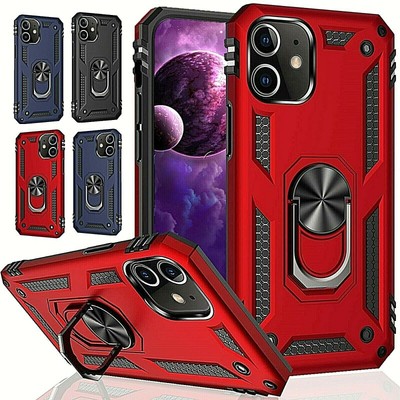 For iPhone 15 14 13 12 11 Pro Max XR XS Rugged Case Shockproof Ring Stand Cover