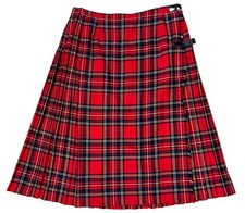 Vintage James Pringle Kilt Skirt Size 18 UK 20 Red Plaid 100 Wool