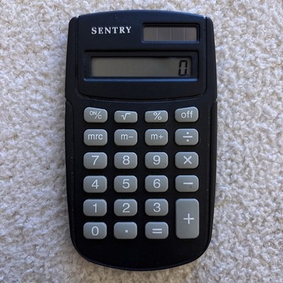 Sentry Dual Power Solar + Battery Pocket Sized Handheld Calculator