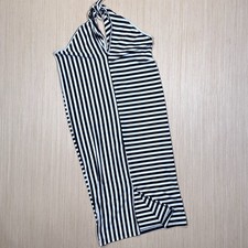 SHEIN Black White Striped Halter Tie Midi Bodycon Dress Sleeveless Size S
