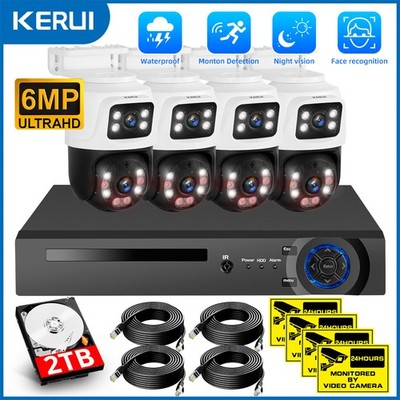 8CH H.265+ PoE NVR Home Business Kit Dual Lens 6MP Cameras 2TB HDD 18m Cables