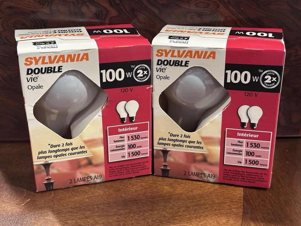 NOS - Sylvania - A19 - Double Life/Soft White Bulbs - 100 w - 4 Bulbs