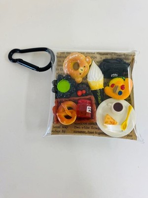 Gacha Charm Pouch Cafe Charm Cute Stylish Food Miniatures, Ice Cream + Bread,