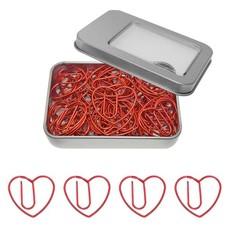 50 PCS Heart Paper Clips Red With Holder Metal Love Cute Wedding Invitation