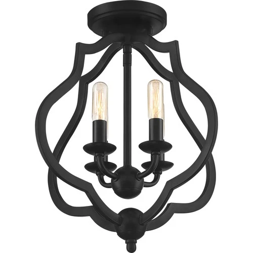 Quoizel OKF1715 O'Keefe 4 Light 15"W Semi-Flush Ceiling Fixture - Black - Picture 11 of 12