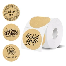 Thermal Labels,2 Inch Kraft Paper Color Round Thermal Printer Stickers,Self-A...