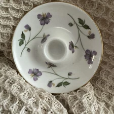 Vintage Lefton Small Tidbit/Trinket Dish Purple Violets Gold Trim