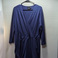 ASOS Curve Faux Wrap Dress Long Sleeve Blue, Size 20