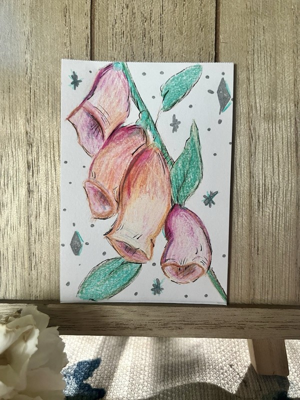 ACEO Original Bell Flower Whimsical Floral Spring Art Watercolor Magical Mini