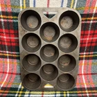 Vintage Cast Iron "Griswold Wagner Style" 11-Cup Popover Muffin Pan Made in USA
