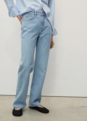 + Mango Jeans Matilda Straight +  Gr. 34 - Blau Baumwolle Denim Damen Hose 