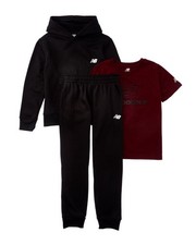 New Balance 3Pc Fleece Hoodie, T-Shirt  Jogger Set