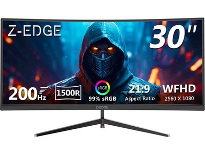 Z-EDGE 30'' Ultra-Wide Full HD 21:9 2560x1080 200Hz(DP) 1ms Curved Gaming Monitor