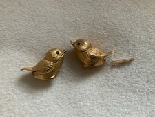 2 Süßstoffbehälter  “Vogel” goldfarben Pillendose mit 1 Zange