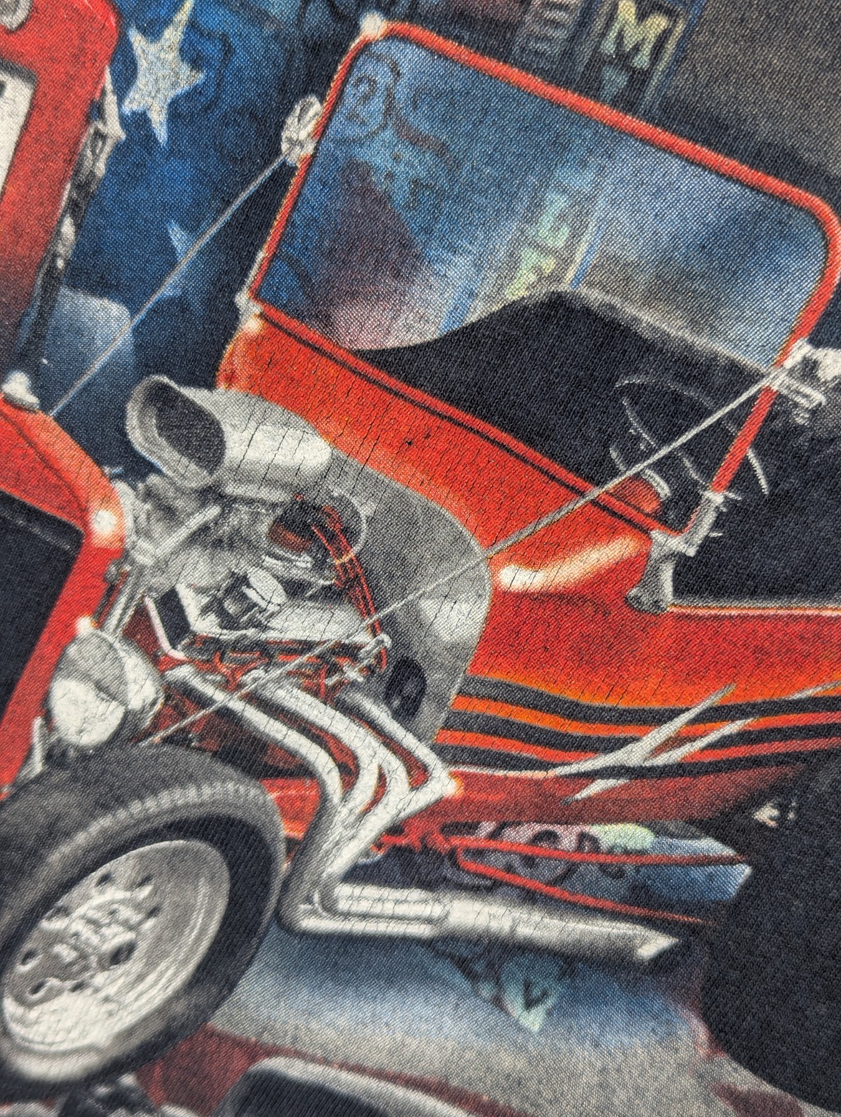 Vintage Hot Rod Route 66 Muscle Car T Shirt Size Large Slim Fit Alstyle Tag image 3