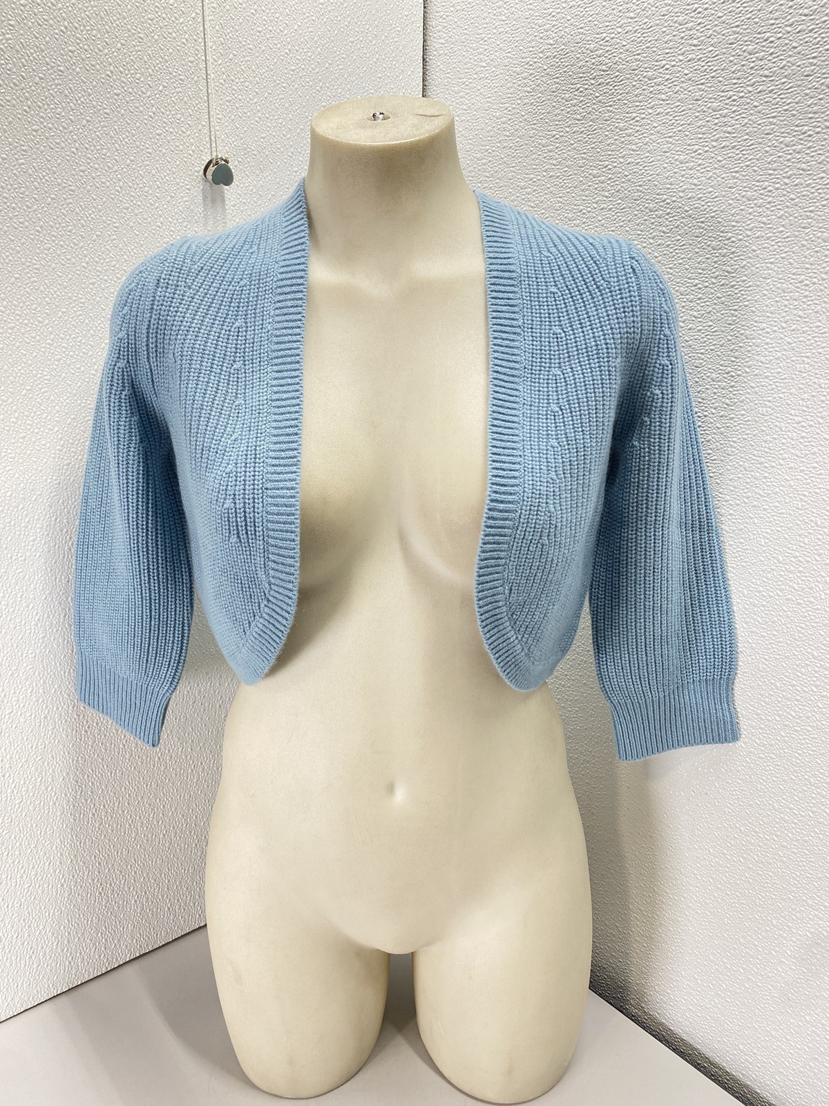 Michael Kors Womens Cropped Shaker Knit Cashmere Cardigan Size XS Seaglass