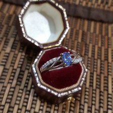 925 Sterling Silver Ring, Genuine Tanzanite And Topaz, Size R.5 US 8.75 