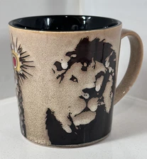 Blue Harbor Housewares International Ceramic Lion & Abstract Coffee Mug Beige