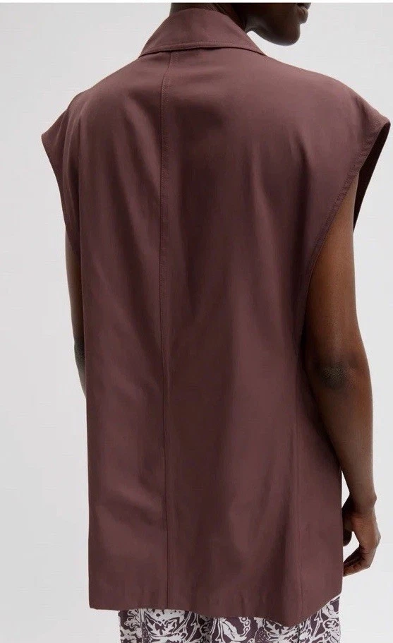 Nuevo Chaleco Tibi L Drapey Traje De Gran Tamaño Doble Pecho Marrón Canela Relajado Foto 3 de 4