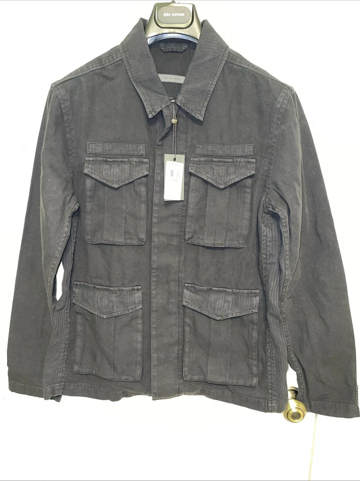 Chaqueta de mezclilla negra para hombre John Varvatos talla 46 nueva con etiquetas venta al por menor $498,00 Foto 3 de 4