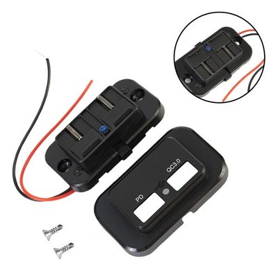 12/24V PD+QC3.0 Dual USB Port Car RV Fast Charger Socket Power Outlet Waterproof