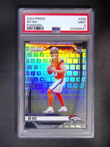 2024 Panini Prizm Bo Nix #309 RC Rookie Pandora /400 PSA 9
