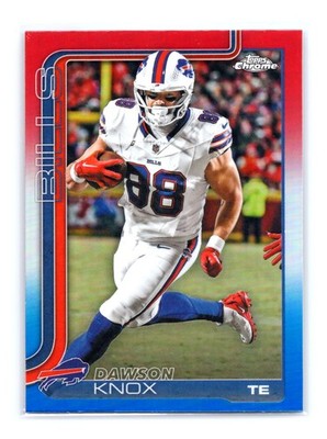 Dawson Knox Red White & Blue Refractor 2025 Topps Chrome #33 Buffalo Bills