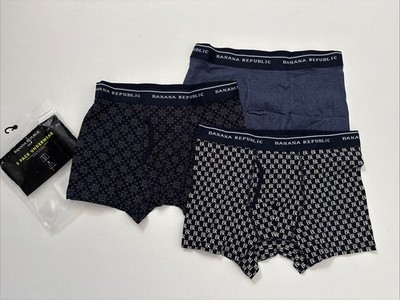 Banana Republic Boxer Briefs Men's Large Underwear Organic Cotton Navy - 3 Pack