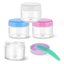 1oz Plastic Cosmetic Jars,Round Leak Proof Clear Container with Lid Refillable