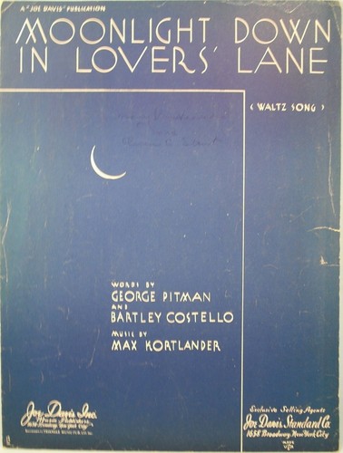 Alte 1933 MOONLIGHT DOWN IN LOVES LANE Noten (O) - Bild 1 von 1