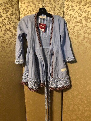 Odd Molly NWT Blue Multi-Color Striped Ruffle Wrap Top Size 0