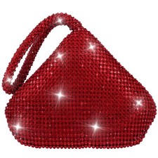 Women's Rhinestone Clutch Evening Bags Bling Glitter Triangle Purse for Party US