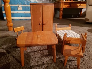 Lot Vintage 1950s Strombecker Doll Furniture Wardrobe Bed Table