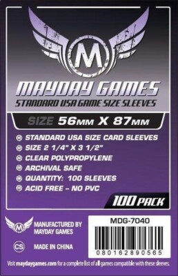 100 Mayday Games Standard USA Sleeves (56 mm x 87 mm) MDG7040